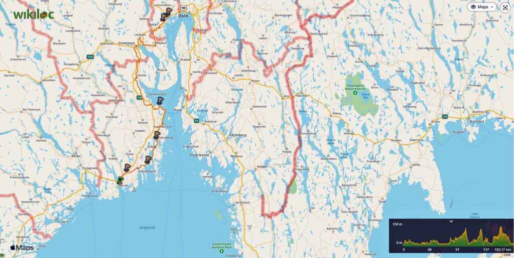 Kaart GPS Vestfoldvegen