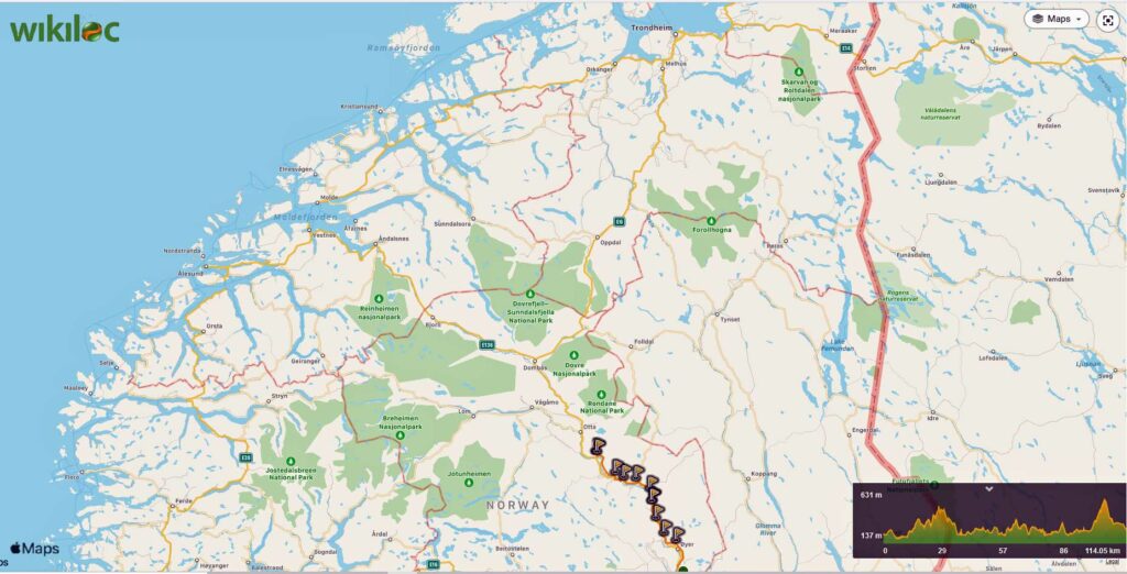 Overzichtskaart GPS track Lillehamer Kvam in Noorwegen